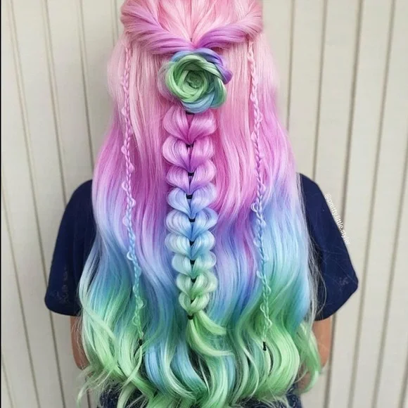 Accessories | 24 Rainbow Unicorn Body Wavy Lace Front Wig  display picture 1